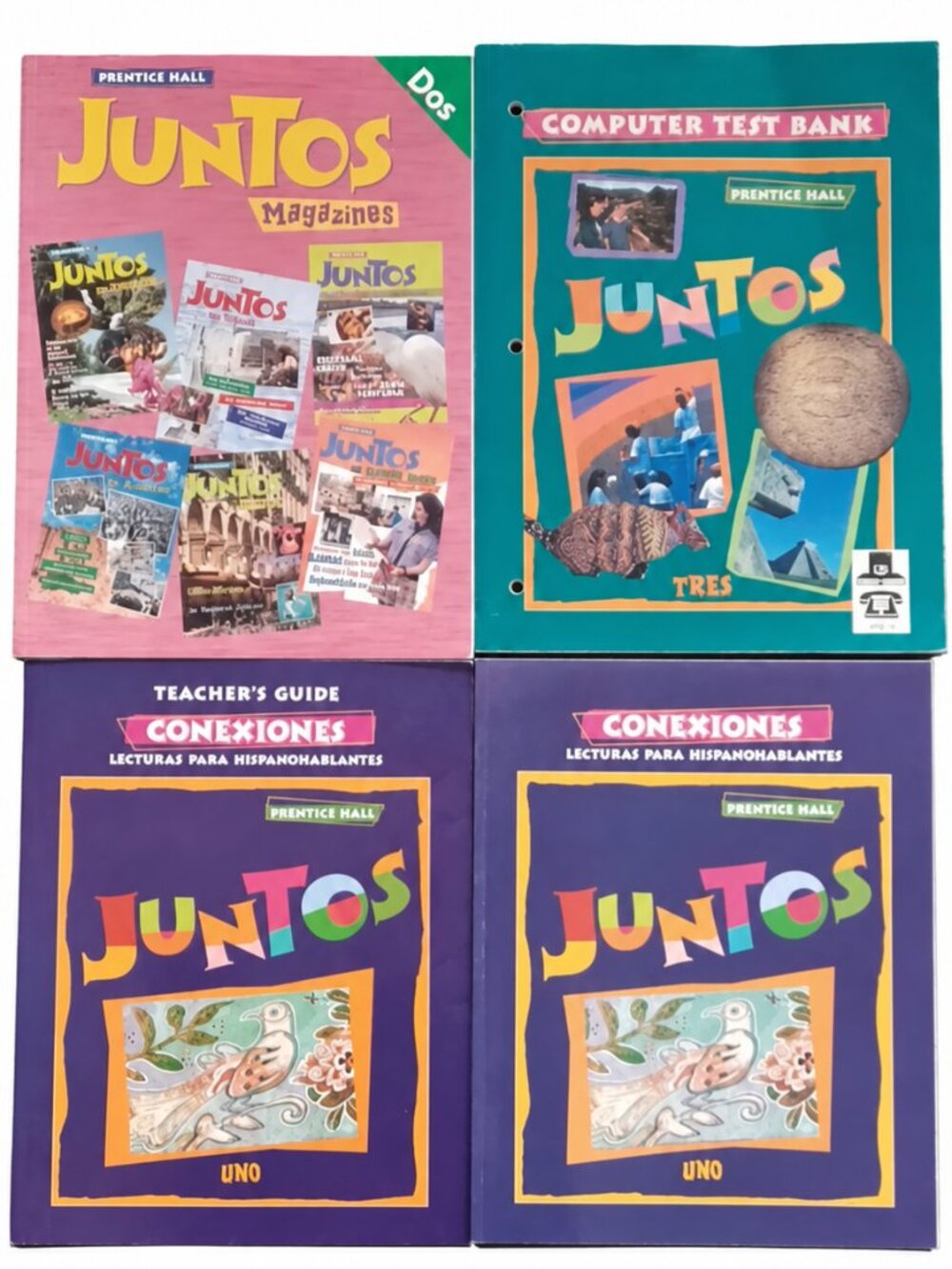 Prentice Hall Juntos Spanish Book Lot of 4 Teacher Guide Test Bank Conexiones